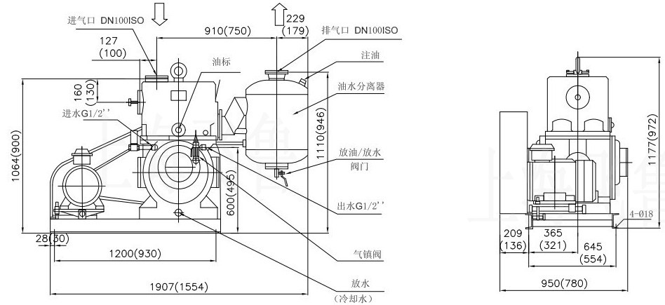 X型旋片式真空泵结构图